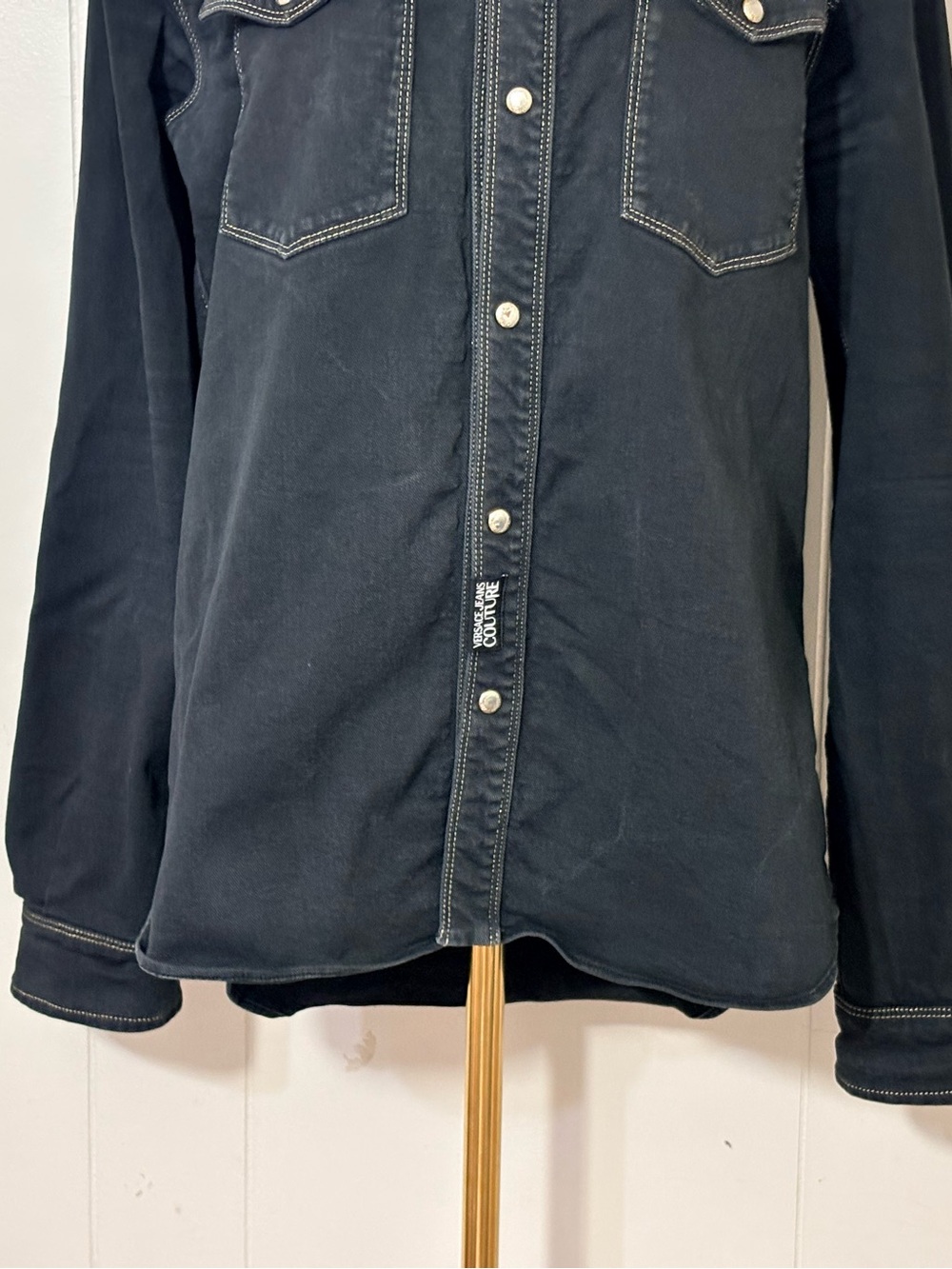 Versace Jeans Couture Western Shirt Gold Hardware Black Men’s M - Picture 8 of 16